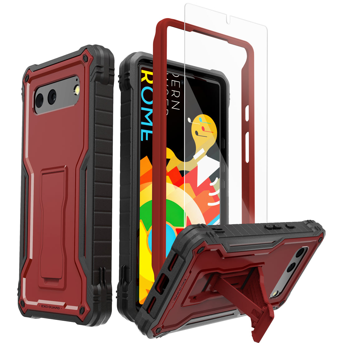 ExoGuard for Google Pixel 6 Series Case, Built-in Kickstand Rubber Shockproof Heavy Duty Case with Screen Protector forGoogle Pixel 6/Google Pixel 6A/ Google Pixel 6 Pro(Pixel 6 Pro Does not come with a screen protector)