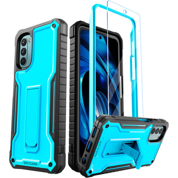 ExoGuard for Moto G 5G 2022 Case, Rubber Shockproof Full-Body Cover Case Come with a Tempered Glass Screen Protector and Kickstand Compatible with Moto G 2022 Phone