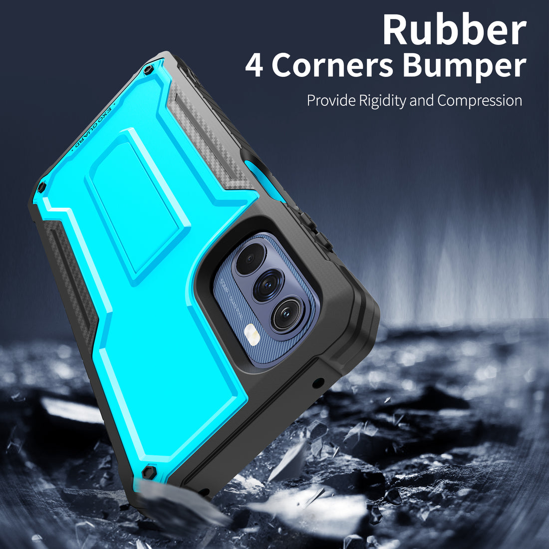 ExoGuard for Moto G Stylus 5G 2022 Case, Rubber Shockproof Full-Body Cover Case Come with a Tempered Glass Screen Protector and Kickstand