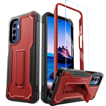 ExoGuard for Moto G Stylus 2022 Case, Rubber Shockproof Full-Body Cover Case Come with a Tempered Glass Screen Protector and Kickstand Compatible with Moto G Stylus 2022 Phone