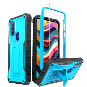 ExoGuard for Moto G Play 2023 Case, Rubber Shockproof Heavy Duty Case with Screen Protector for Motorola G Play 2023 Phone, Built-in Kickstand