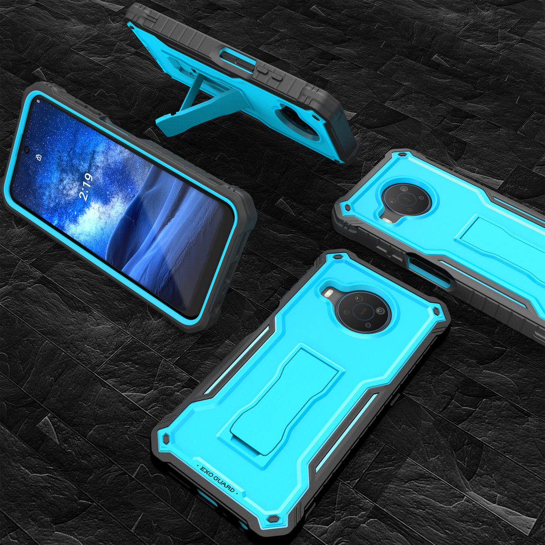 ExoGuard for Nokia 8 V 5G UW Case, Compatible with Nokia 8.3 Phone, Rubber Shockproof Full-Body Cover Case Built-in Screen Protector and Kickstand