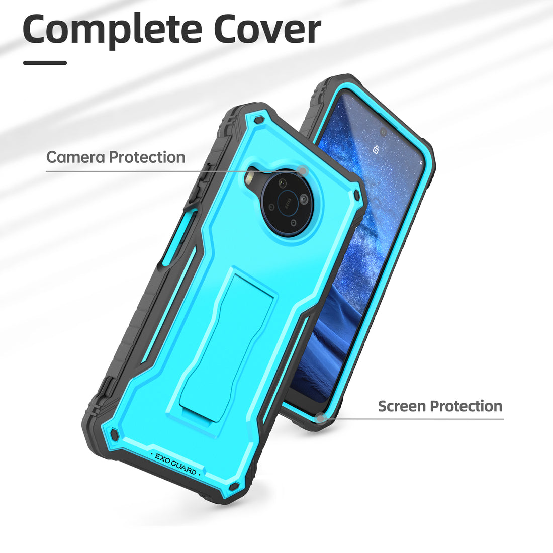 ExoGuard for Nokia 8 V 5G UW Case, Compatible with Nokia 8.3 Phone, Rubber Shockproof Full-Body Cover Case Built-in Screen Protector and Kickstand