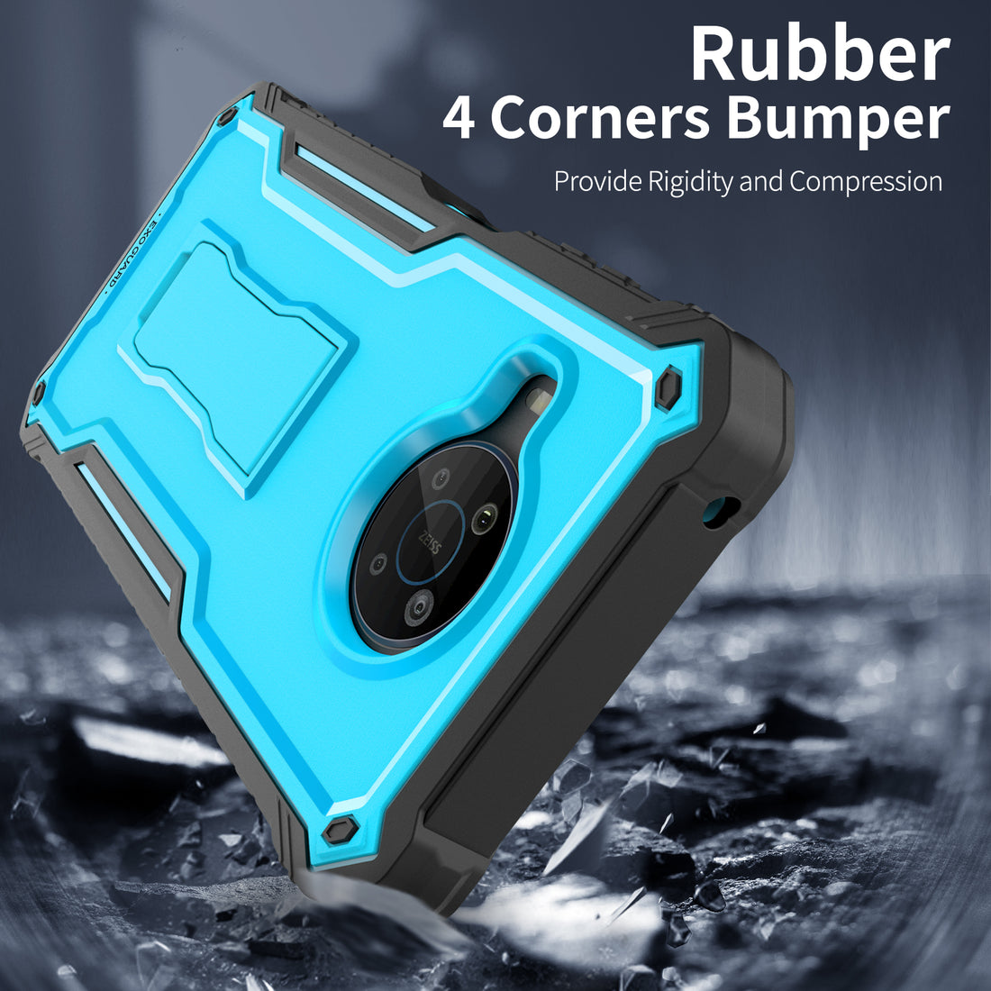 ExoGuard for Nokia 8 V 5G UW Case, Compatible with Nokia 8.3 Phone, Rubber Shockproof Full-Body Cover Case Built-in Screen Protector and Kickstand