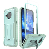 ExoGuard for Nokia X100 Case, Rubber Shockproof Full-Body Cover Case with Tempered Glass Screen Protector Built-in Kickstand