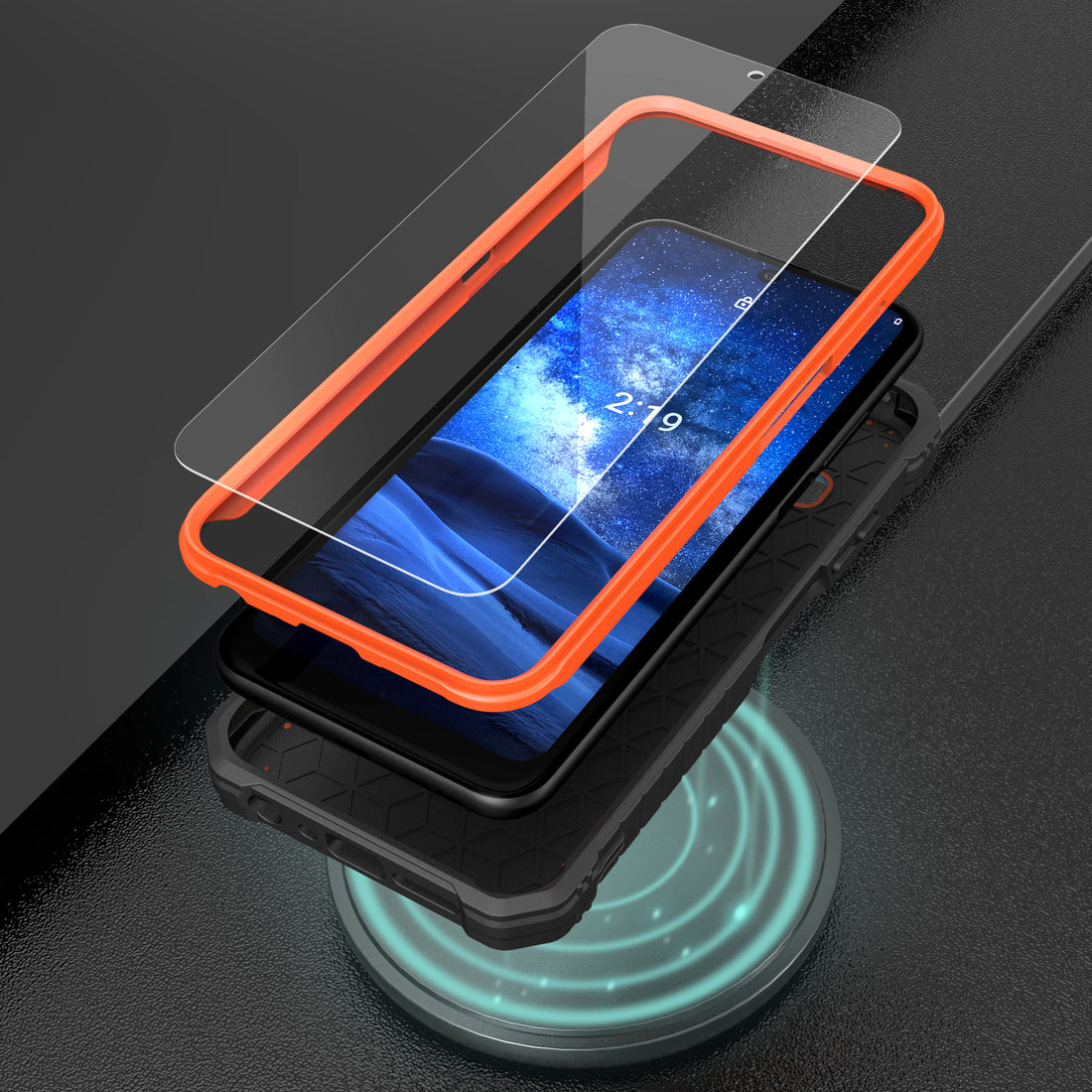 ExoGuard for Nokia X100 Case, Rubber Shockproof Full-Body Cover Case with Tempered Glass Screen Protector Built-in Kickstand