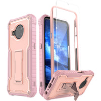 ExoGuard for Nokia X100 Case, Rubber Shockproof Full-Body Cover Case with Tempered Glass Screen Protector Built-in Kickstand