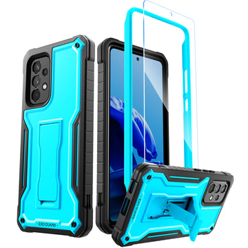 ExoGuard for Samsung Galaxy A53 Case, Rubber Shockproof Full-Body Cover Case with Screen Protector for Samsung A53 5G Phone, Built-in Kickstand