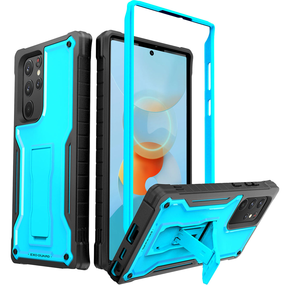 ExoGuard for Samsung Galaxy S22 Series Case, Rubber Shockproof Heavy Duty Case with Screen Protector Built-in Kickstand for Samsung S22 / Samsung S22 Plus / Samsung S22 Ultra(S22 Ultra Does not come with a screen protector)