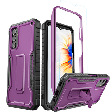 ExoGuard for Samsung Galaxy A14 5G Case, Rubber Shockproof Heavy Duty Case with Screen Protector for Samsung A14 Phone, Built-in Kickstand