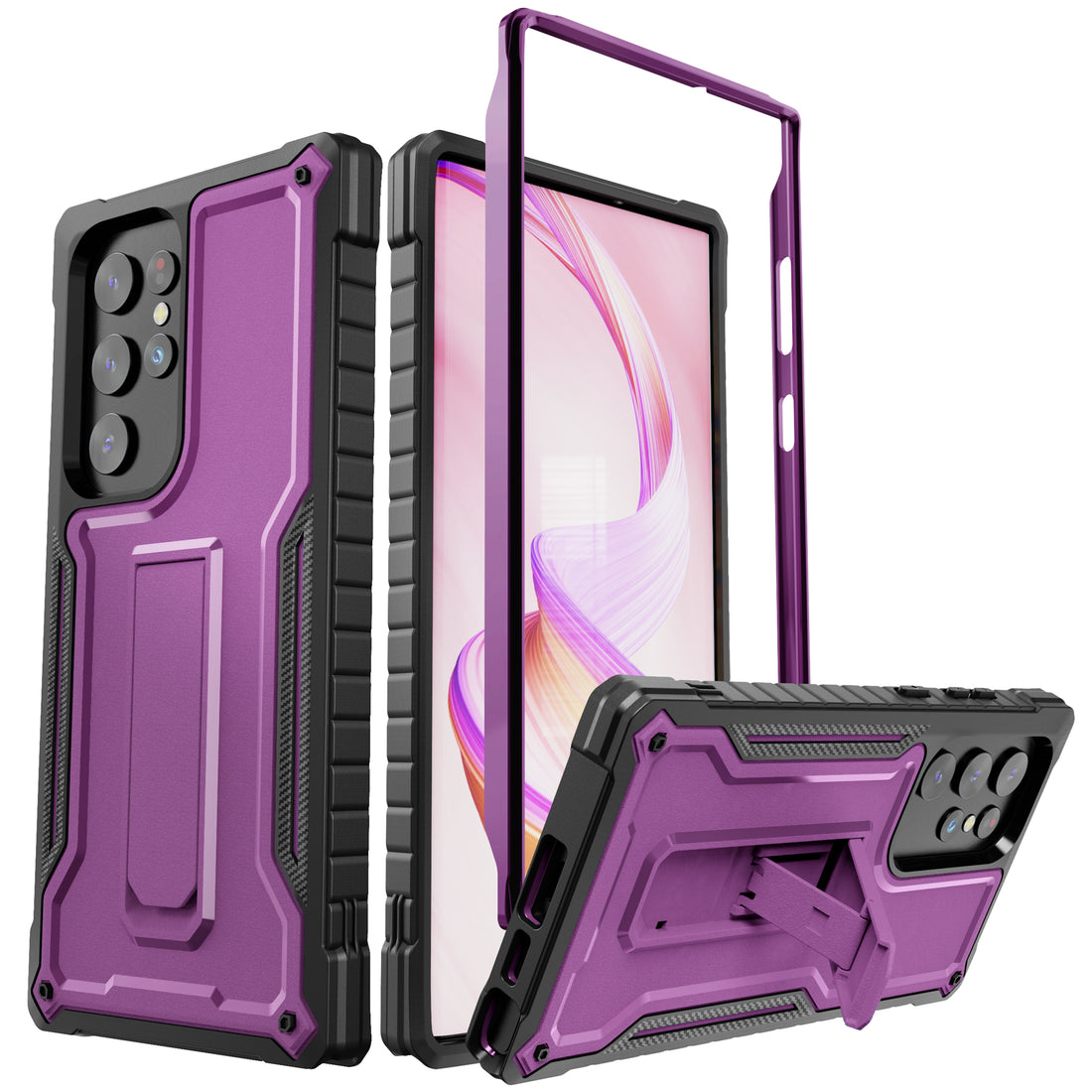 ExoGuard for Samsung Galaxy S23 Series Case, Rubber Shockproof Heavy Duty Case with Screen Protector Built-in Kickstand for Samsung S23 / Samsung S23 Plus / Samsung S23 Ultra(S23 Ultra Does not come with a screen protector)