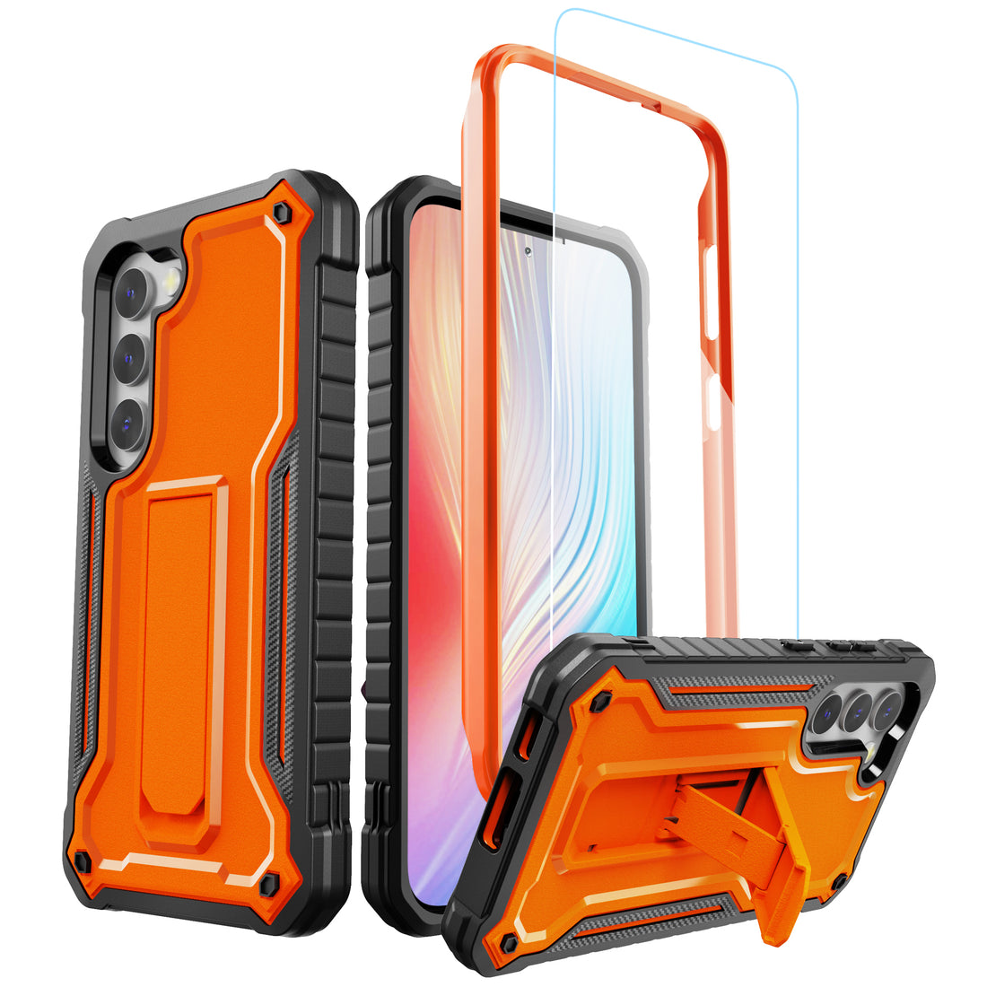 ExoGuard for Samsung Galaxy S23 Series Case, Rubber Shockproof Heavy Duty Case with Screen Protector Built-in Kickstand for Samsung S23 / Samsung S23 Plus / Samsung S23 Ultra(S23 Ultra Does not come with a screen protector)