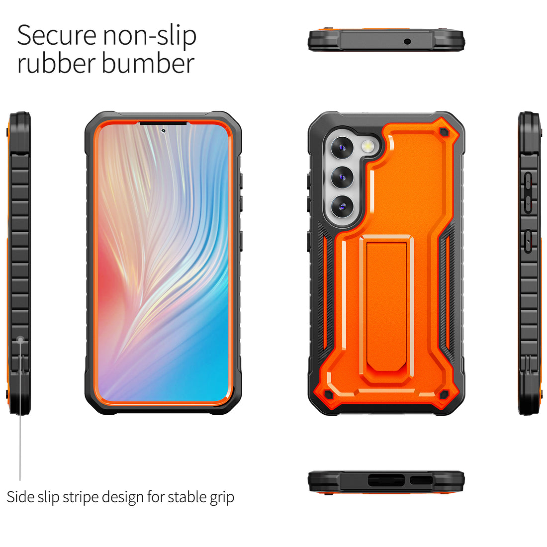 ExoGuard for Samsung Galaxy S23 Series Case, Rubber Shockproof Heavy Duty Case with Screen Protector Built-in Kickstand for Samsung S23 / Samsung S23 Plus / Samsung S23 Ultra(S23 Ultra Does not come with a screen protector)