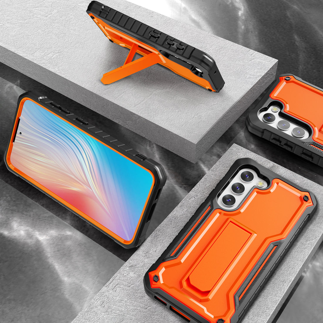 ExoGuard for Samsung Galaxy S23 Series Case, Rubber Shockproof Heavy Duty Case with Screen Protector Built-in Kickstand for Samsung S23 / Samsung S23 Plus / Samsung S23 Ultra(S23 Ultra Does not come with a screen protector)