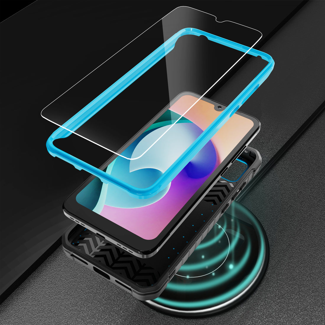 ExoGuard for TCL 30Z Case, TCL 30 LE Case, Rubber Shockproof Full-Body Cover Case Come with a Tempered Glass Screen Protector and Kickstand