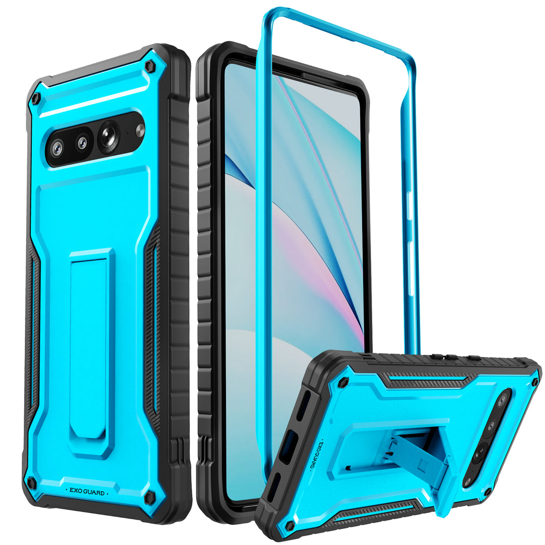 ExoGuard for Google Pixel 7 Series Case, Built-in Kickstand Rubber Shockproof Full Body Cover Case for Google Pixel 7/Google Pixel 7A/ Google Pixel 7 Pro