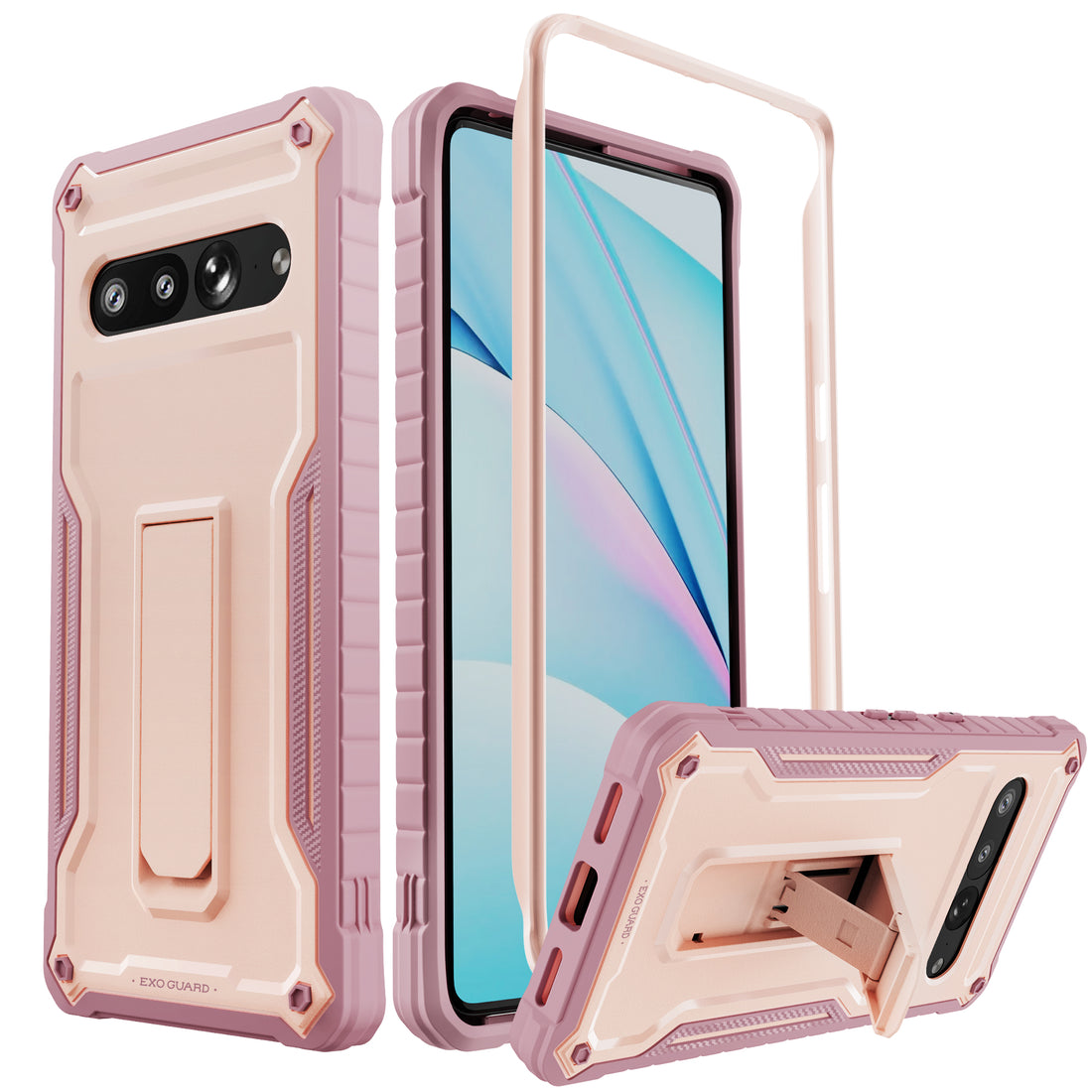ExoGuard for Google Pixel 7 Series Case, Built-in Kickstand Rubber Shockproof Full Body Cover Case for Google Pixel 7/Google Pixel 7A/ Google Pixel 7 Pro