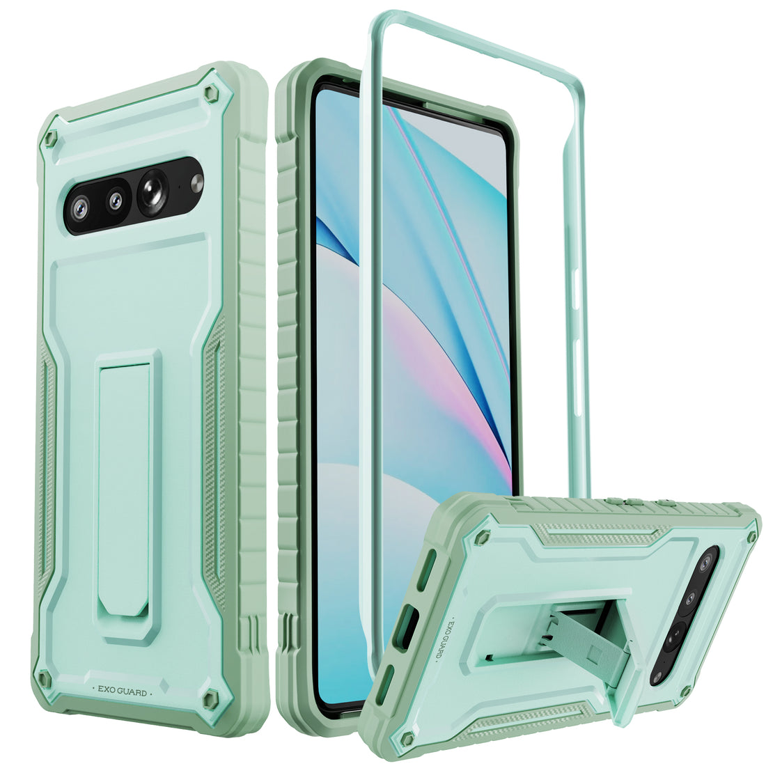ExoGuard for Google Pixel 7 Series Case, Built-in Kickstand Rubber Shockproof Full Body Cover Case for Google Pixel 7/Google Pixel 7A/ Google Pixel 7 Pro