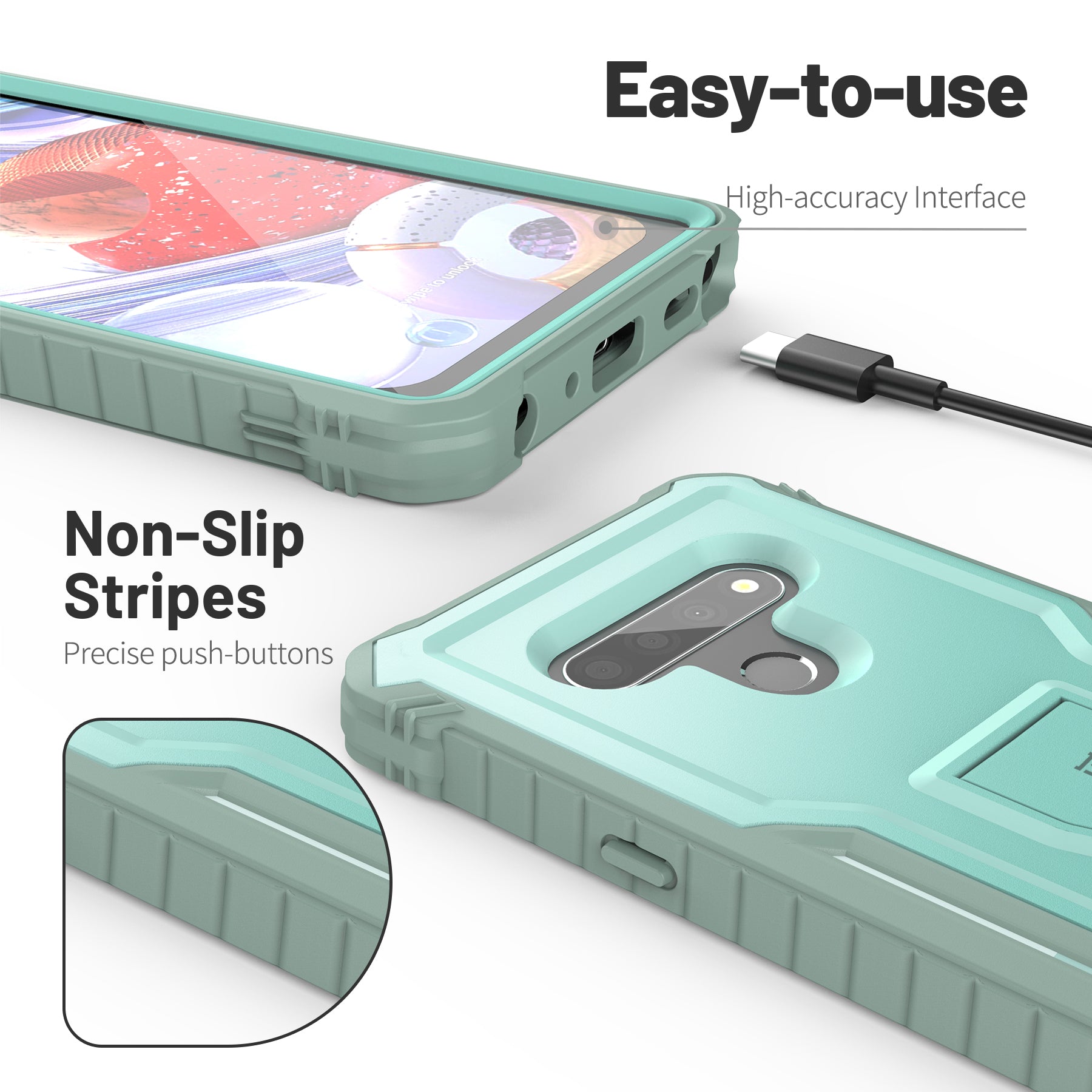 ExoGuard for LG Stylo 6 Case, Rubber Shockproof Cover Case Compatible