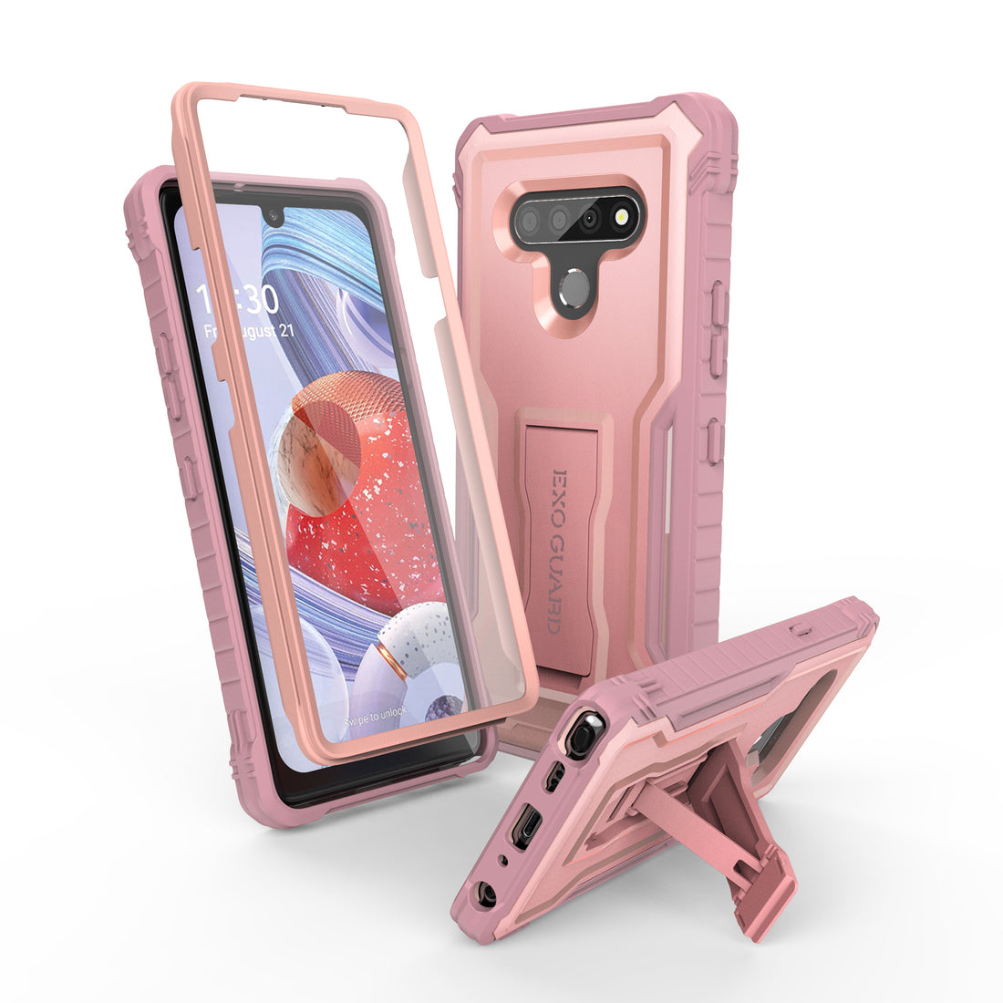 ExoGuard for LG Stylo 6 Case, Rubber Shockproof Cover Case Compatible with LG Stylo 6 Phone, Built-in Kickstand