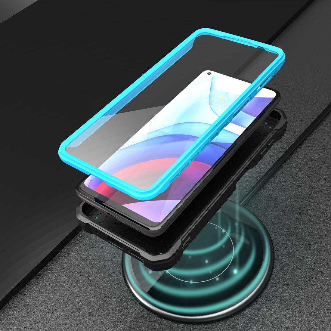 ExoGuard for Moto G Power 2021 Case, Rubber Shockproof Full-Body Cover Case Built-in Screen Protector and Kickstand