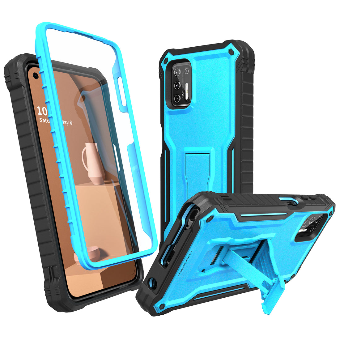 ExoGuard for Moto G Stylus 2021 Case, Rubber Shockproof Full-Body Cover Case Built-in Screen Protector and Kickstand Compatible with Moto G Stylus 2021 Phone