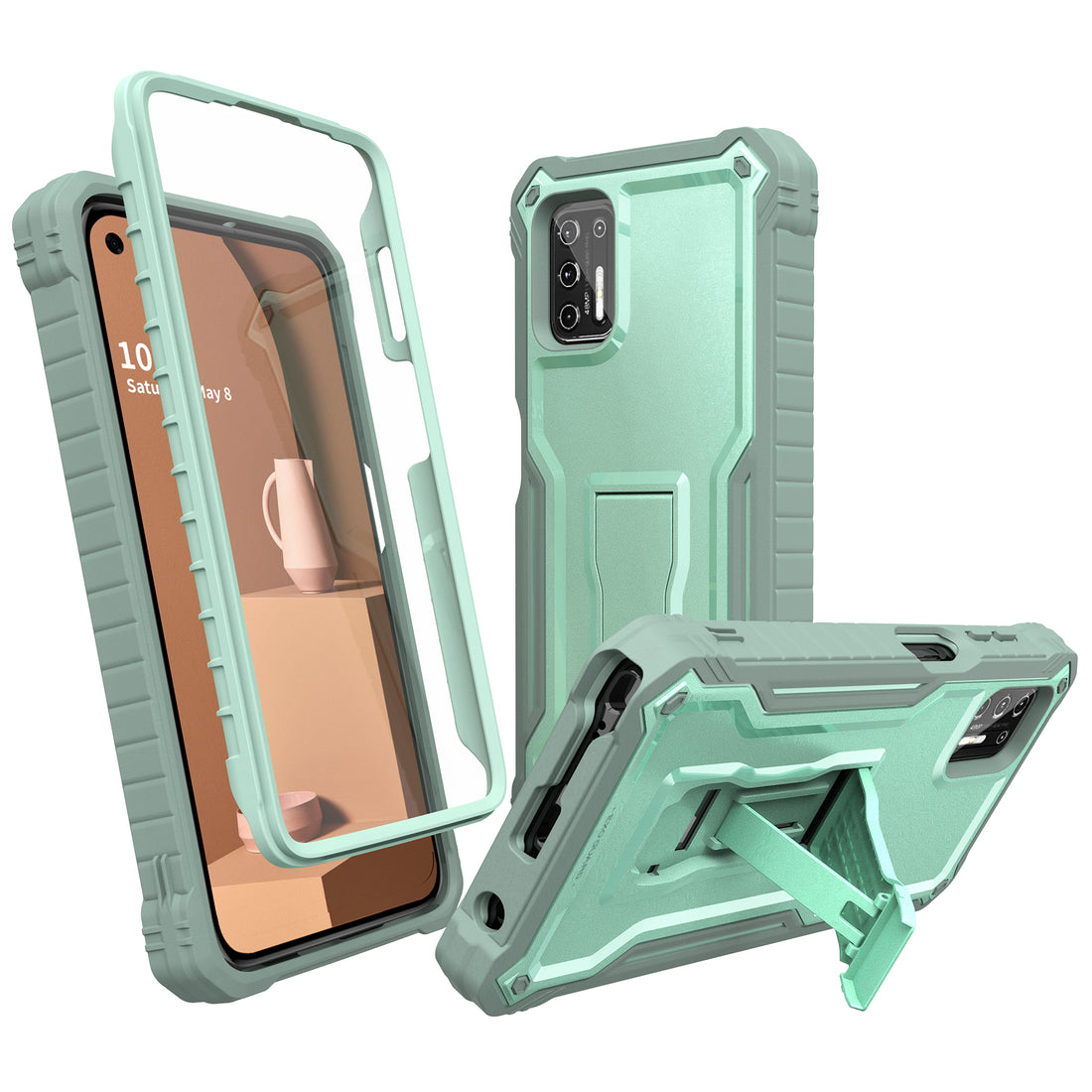 ExoGuard for Moto G Stylus 2021 Case, Rubber Shockproof Full-Body Cover Case Built-in Screen Protector and Kickstand Compatible with Moto G Stylus 2021 Phone