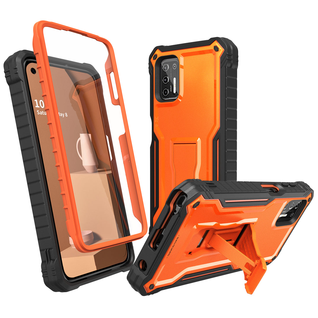 ExoGuard for Moto G Stylus 2021 Case, Rubber Shockproof Full-Body Cover Case Built-in Screen Protector and Kickstand Compatible with Moto G Stylus 2021 Phone