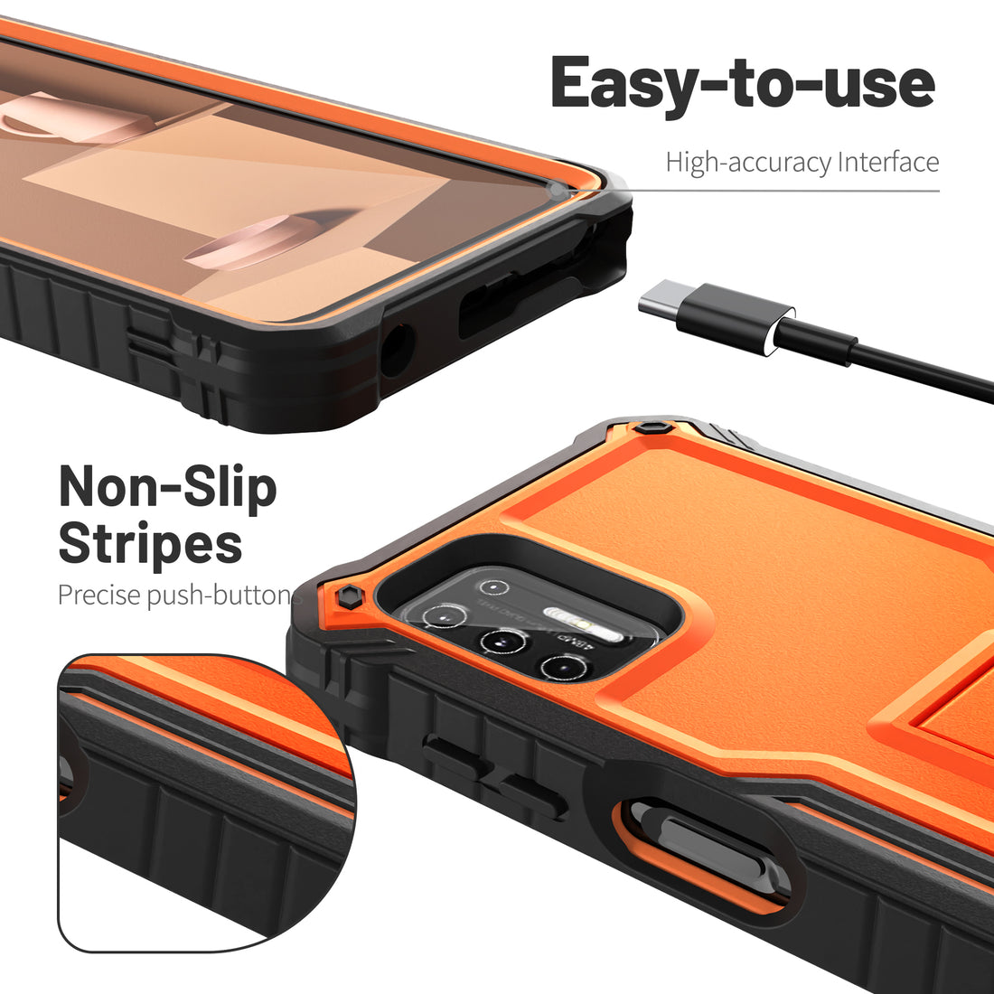 ExoGuard for Moto G Stylus 2021 Case, Rubber Shockproof Full-Body Cover Case Built-in Screen Protector and Kickstand Compatible with Moto G Stylus 2021 Phone