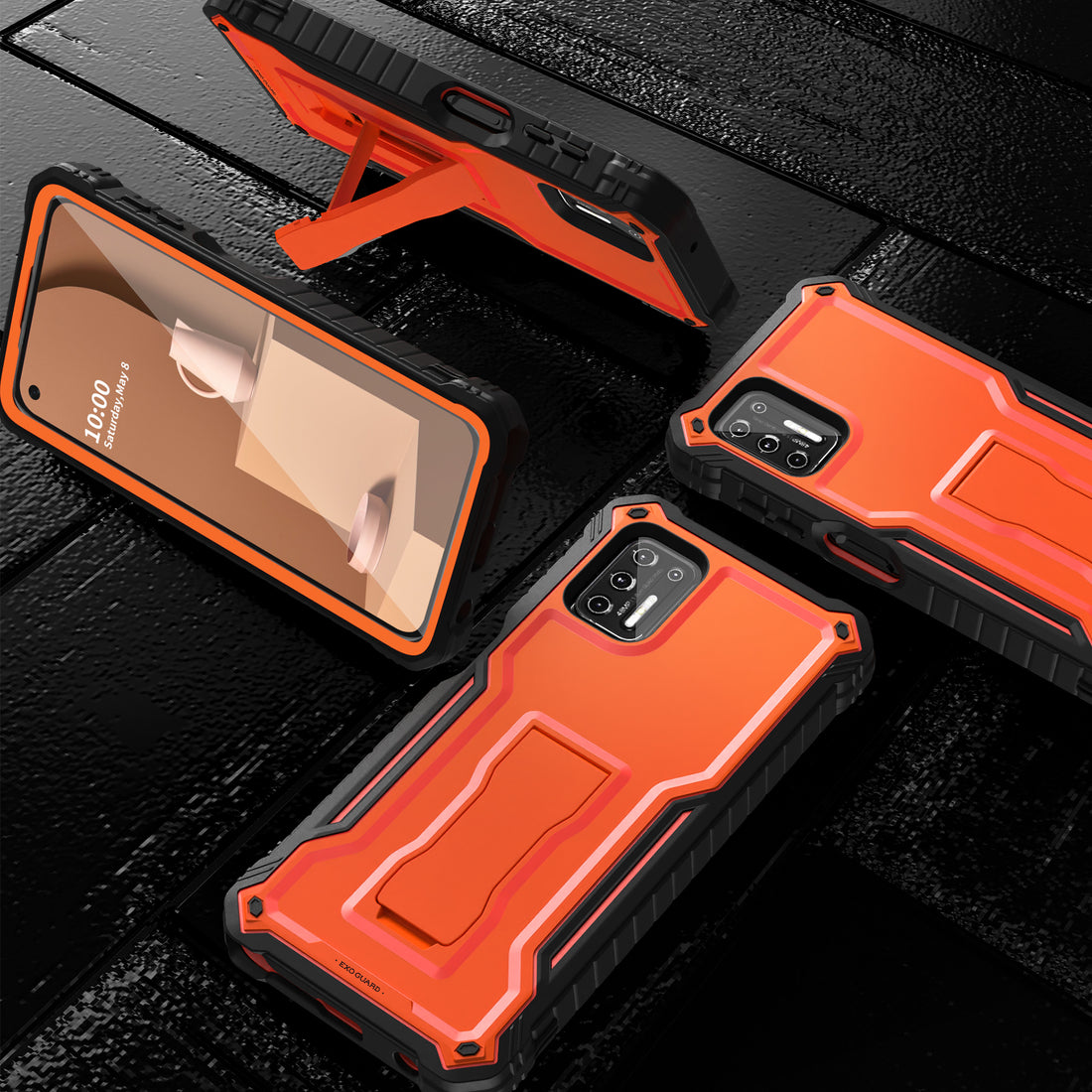 ExoGuard for Moto G Stylus 2021 Case, Rubber Shockproof Full-Body Cover Case Built-in Screen Protector and Kickstand Compatible with Moto G Stylus 2021 Phone