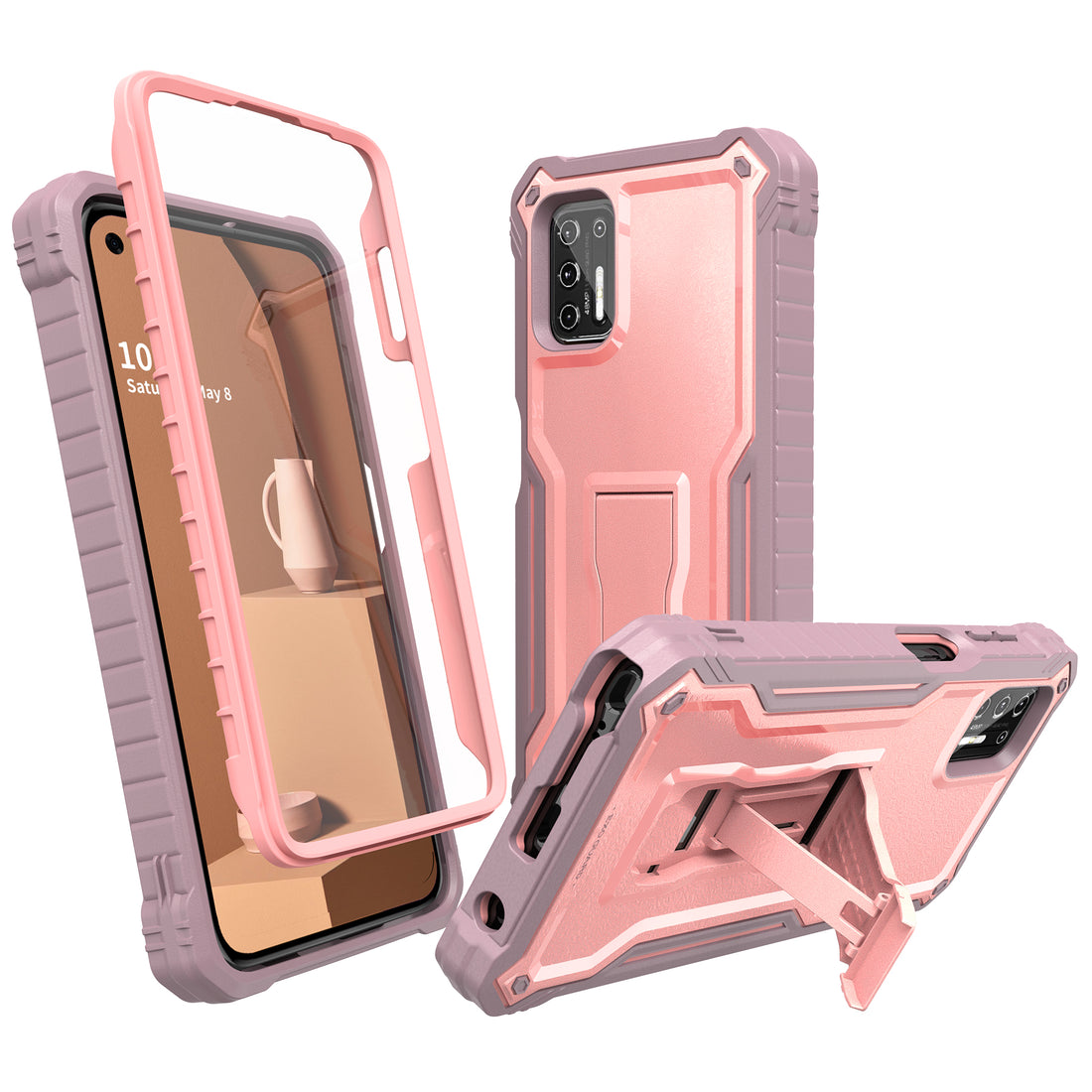 ExoGuard for Moto G Stylus 2021 Case, Rubber Shockproof Full-Body Cover Case Built-in Screen Protector and Kickstand Compatible with Moto G Stylus 2021 Phone