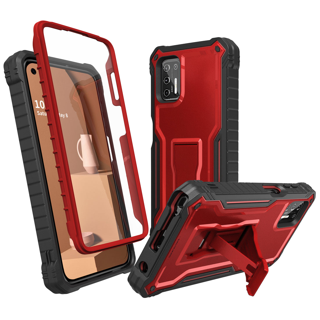 ExoGuard for Moto G Stylus 2021 Case, Rubber Shockproof Full-Body Cover Case Built-in Screen Protector and Kickstand Compatible with Moto G Stylus 2021 Phone