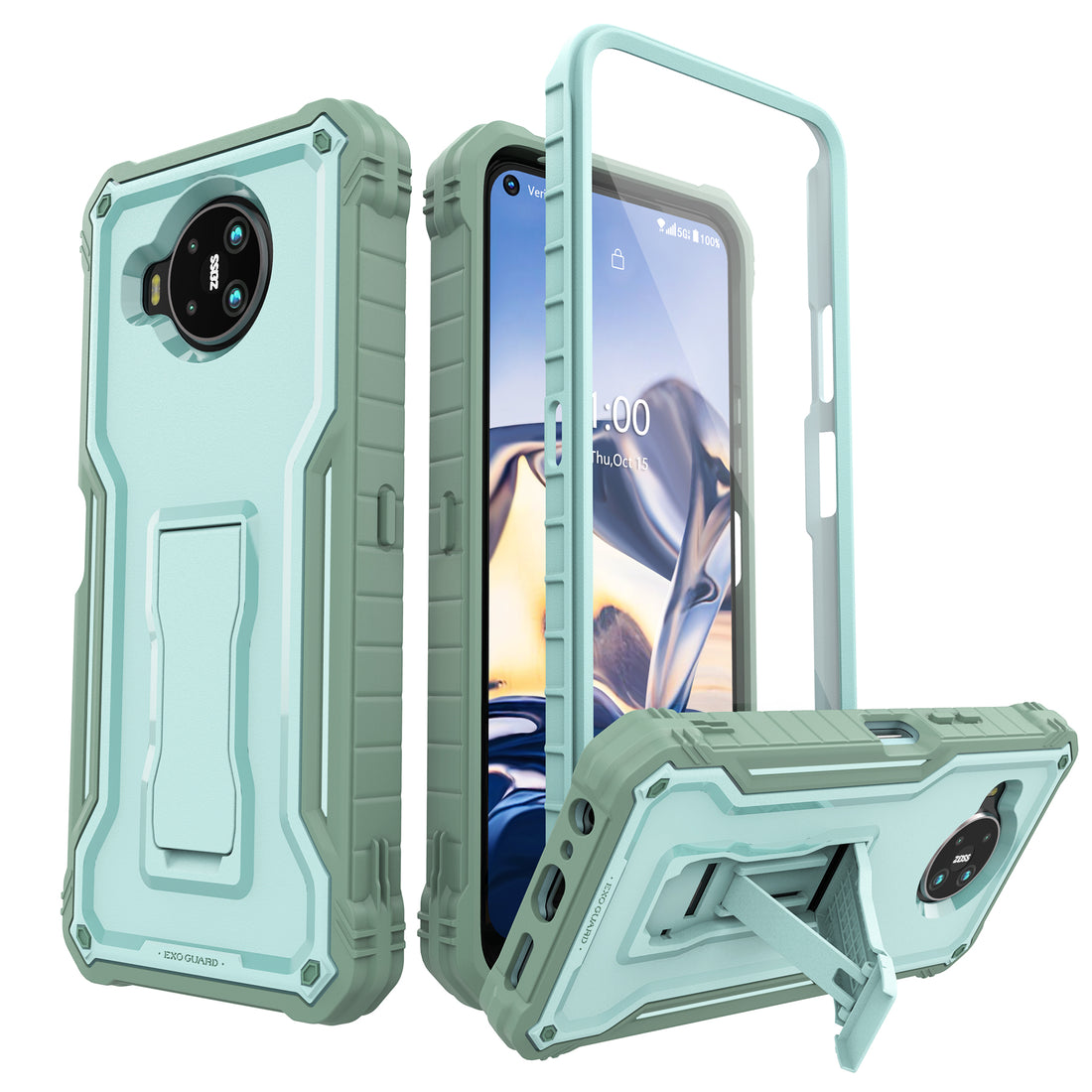 ExoGuard for Nokia 8 V 5G UW Case, Compatible with Nokia 8.3 Phone, Rubber Shockproof Full-Body Cover Case Built-in Screen Protector and Kickstand