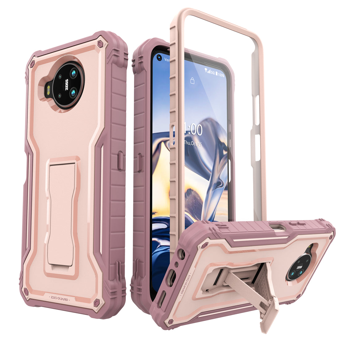 ExoGuard for Nokia 8 V 5G UW Case, Compatible with Nokia 8.3 Phone, Rubber Shockproof Full-Body Cover Case Built-in Screen Protector and Kickstand