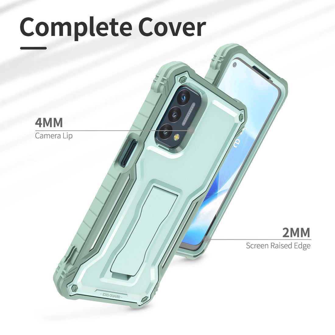 ExoGuard for OnePlus Nord N200 5G Case, Rubber Shockproof Full-Body Cover Case Built-in Screen Protector and Kickstand Compatible with OnePlus Nord N200 Phone