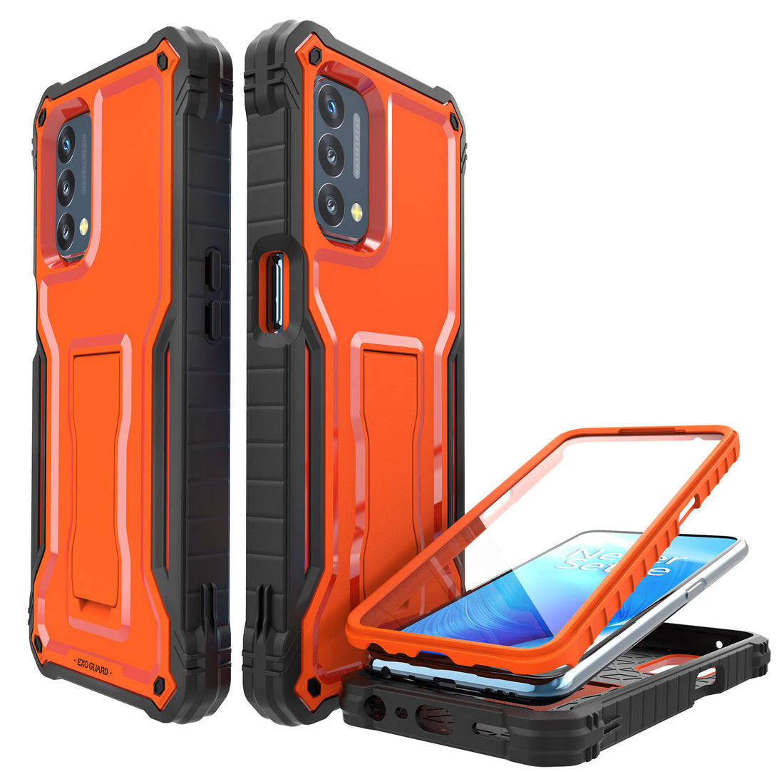 ExoGuard for OnePlus Nord N200 5G Case, Rubber Shockproof Full-Body Cover Case Built-in Screen Protector and Kickstand Compatible with OnePlus Nord N200 Phone
