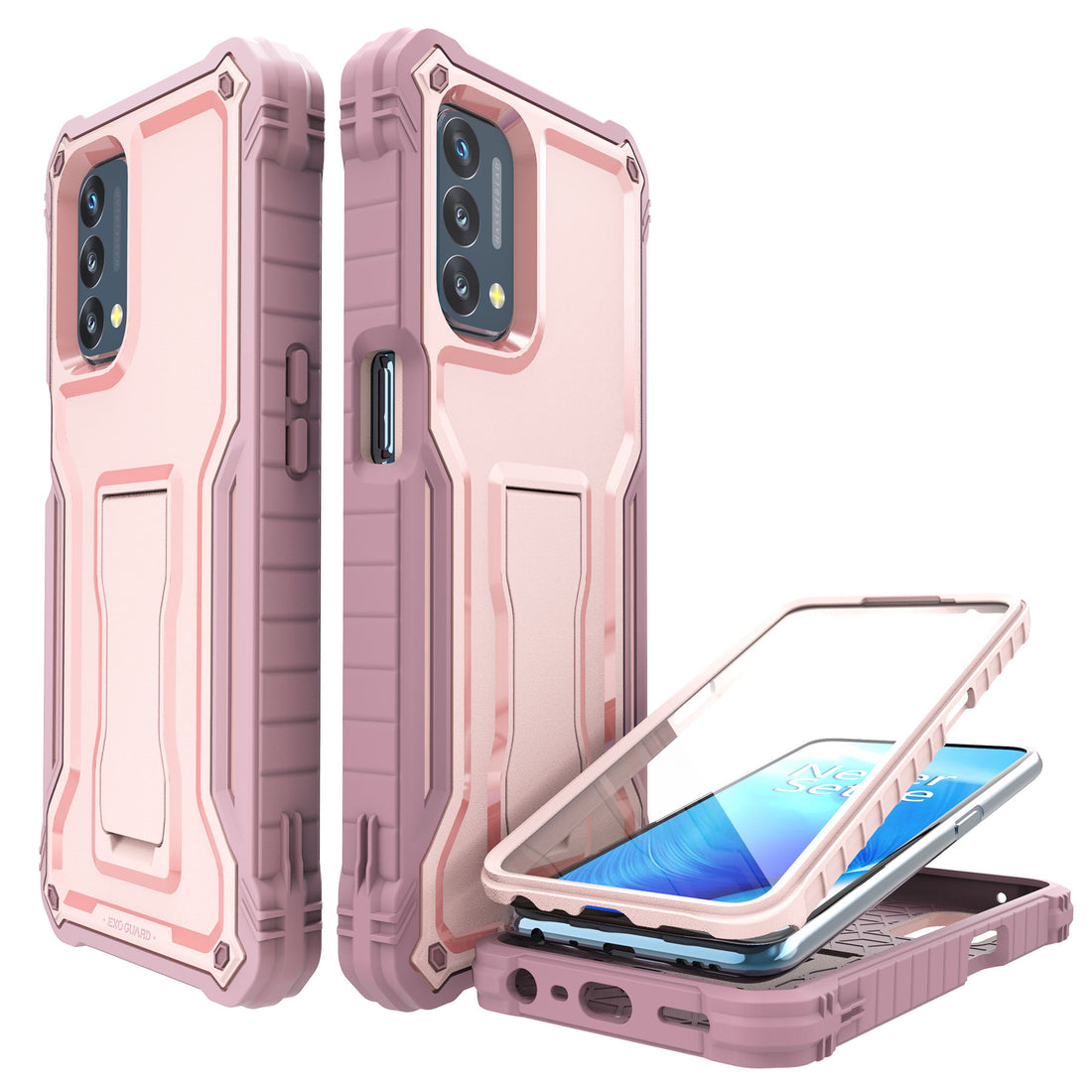 ExoGuard for OnePlus Nord N200 5G Case, Rubber Shockproof Full-Body Cover Case Built-in Screen Protector and Kickstand Compatible with OnePlus Nord N200 Phone