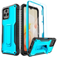 ExoGuard for T-Mobile REVVL 6 5G Case, Rubber Shockproof Full-Body Cover Case Come with a Tempered Glass Screen Protector, Built-in Kickstand
