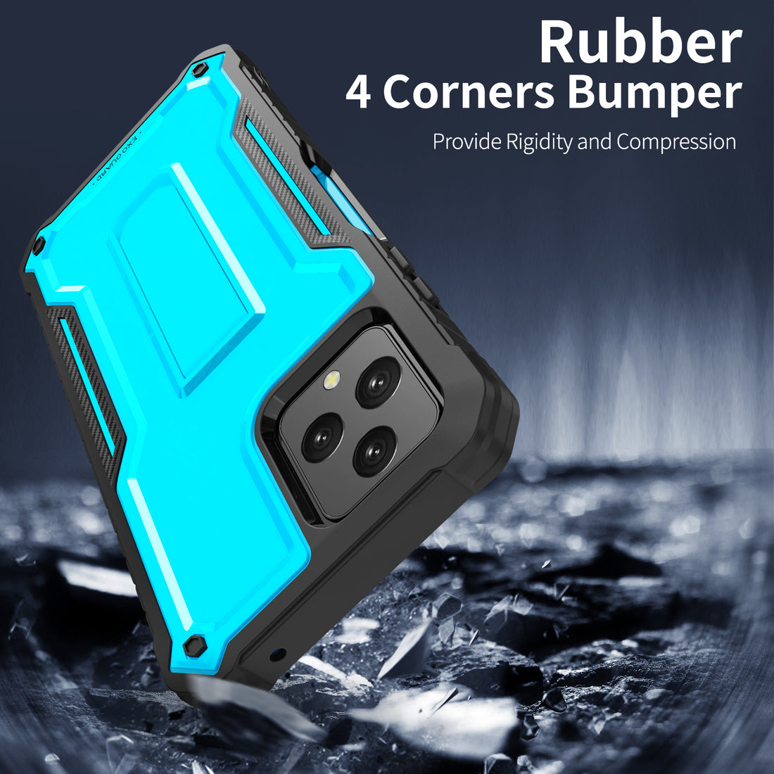 ExoGuard for T-Mobile REVVL 6 5G Case, Rubber Shockproof Full-Body Cover Case Come with a Tempered Glass Screen Protector, Built-in Kickstand