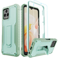 ExoGuard for T-Mobile REVVL 6 5G Case, Rubber Shockproof Full-Body Cover Case Come with a Tempered Glass Screen Protector, Built-in Kickstand