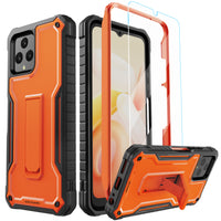 ExoGuard for T-Mobile REVVL 6 5G Case, Rubber Shockproof Full-Body Cover Case Come with a Tempered Glass Screen Protector, Built-in Kickstand