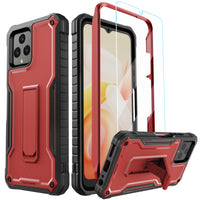 ExoGuard for T-Mobile REVVL 6 5G Case, Rubber Shockproof Full-Body Cover Case Come with a Tempered Glass Screen Protector, Built-in Kickstand