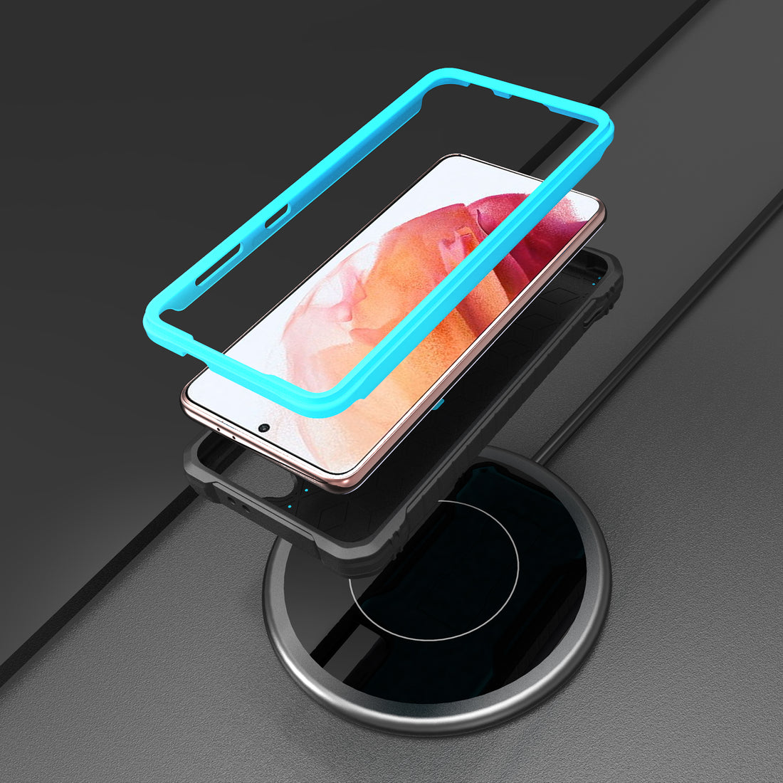ExoGuard Samsung Galaxy S21 Series Case, Rubber Shockproof Full Body Cover Case Built-in Kickstand for Samsung S21 / Samsung S21 FE / Samsung S21 Plus / Samsung S21 Ultra
