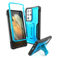 ExoGuard Samsung Galaxy S21 Series Case, Rubber Shockproof Full Body Cover Case Built-in Kickstand for Samsung S21 / Samsung S21 FE / Samsung S21 Plus / Samsung S21 Ultra