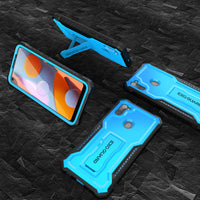 ExoGuard for Samsung Galaxy A11 Case, Rubber Shockproof Full-Body Cover Case Built-in Screen Protector and Kickstand Compatible with Samsung A11 Phone