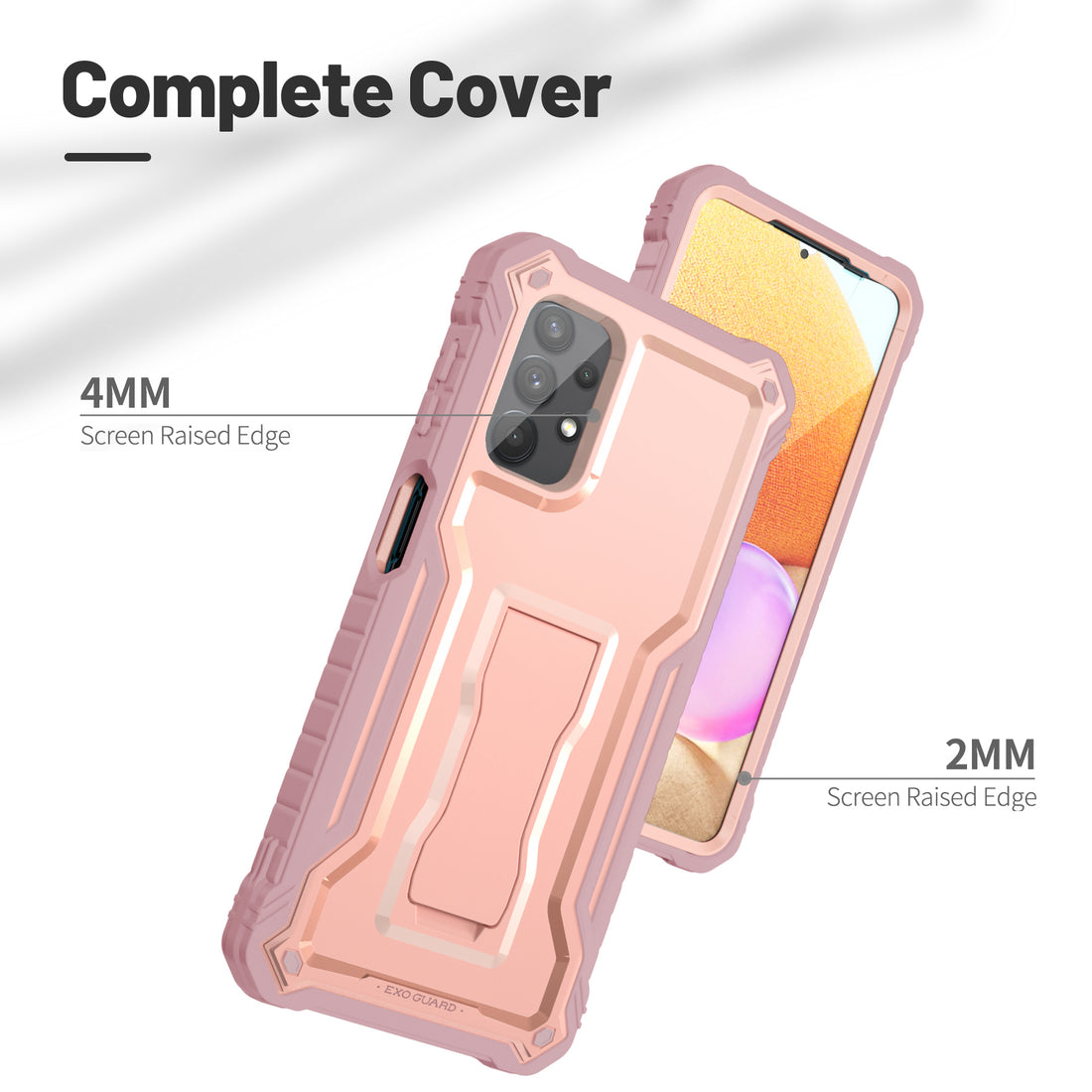 ExoGuard Samsung Galaxy A32 5G Case, Rubber Shockproof Full-Body Cover Case Built-in Screen Protector and Kickstand Compatible with Samsung A32 5G Phone