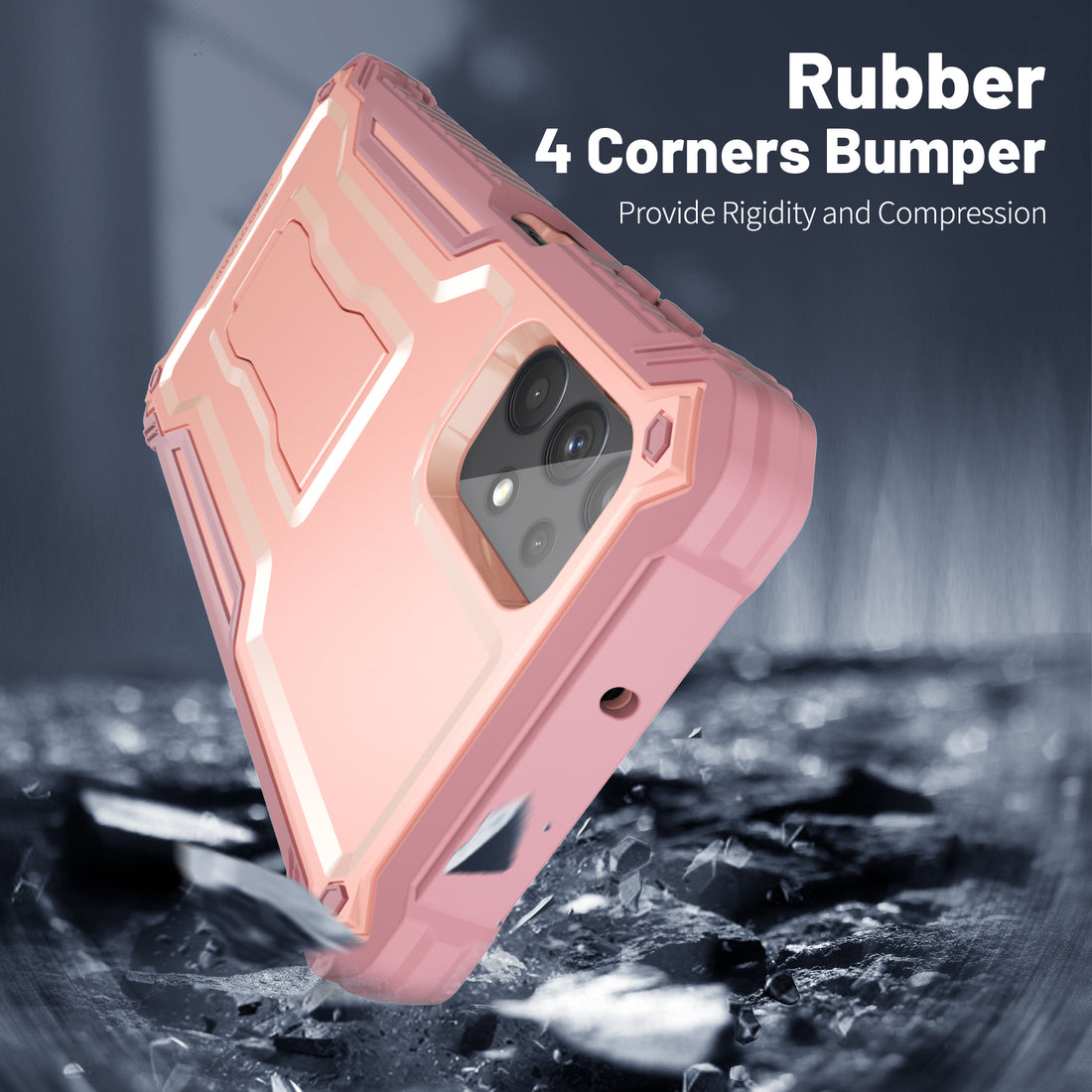 ExoGuard Samsung Galaxy A32 5G Case, Rubber Shockproof Full-Body Cover Case Built-in Screen Protector and Kickstand Compatible with Samsung A32 5G Phone