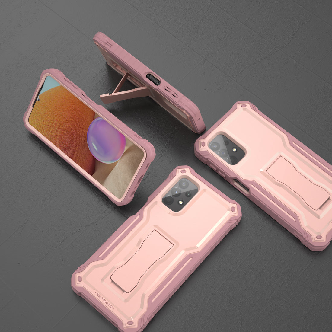 ExoGuard Samsung Galaxy A32 5G Case, Rubber Shockproof Full-Body Cover Case Built-in Screen Protector and Kickstand Compatible with Samsung A32 5G Phone