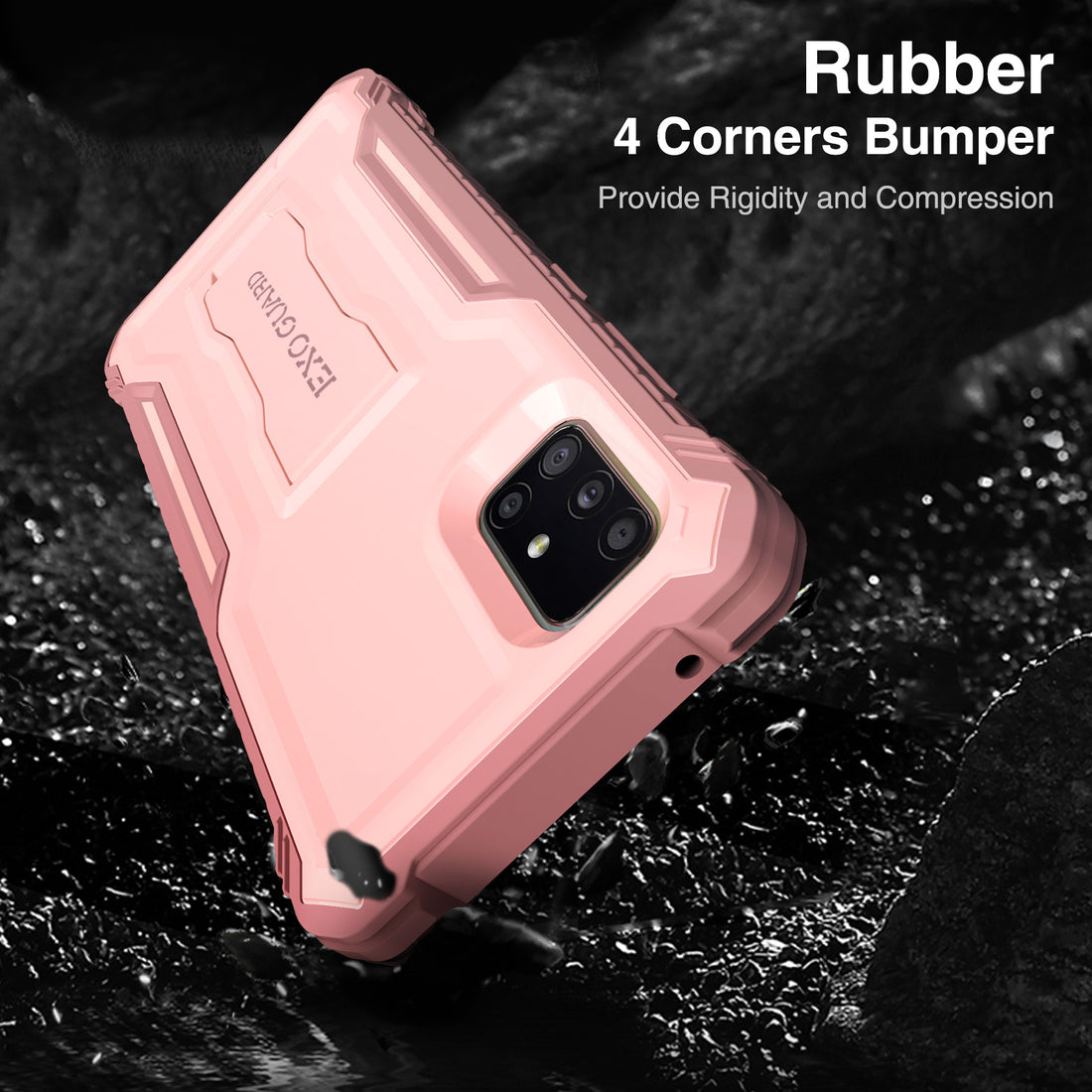 ExoGuard Samsung Galaxy A51 5G Case, Rubber Shockproof Full-Body Cover Case Built-in Screen Protector with Kickstand for Samsung A51 5G Phone 2020, NOT Fit A51 2019 or A51 5G UW