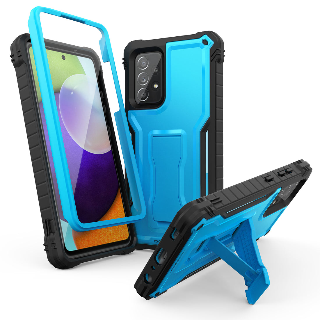 ExoGuard for Samsung Galaxy A52 Case, Rubber Shockproof Full-Body Cover Case Built-in Screen Protector and Kickstand Compatible with Samsung A52 5G Phone